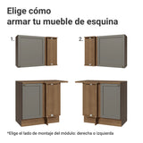 Cocina Integral Vik Marrón y Gris 399x225cm sin Mesón para Pozuelo Izquierda y sin Estufa
