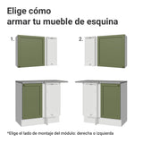 Cocina Integral Vik Blanco y Verde 399x225cm sin Mesón para Pozuelo Izquierda con Puertas de Vidrio y sin Estufa