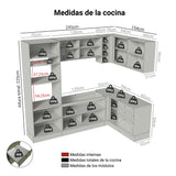 Cocina Integral Vik Marrón y Verde 399x225cm sin Mesón para Pozuelo Izquierda con Puertas de Vidrio y sin Estufa