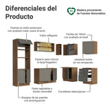 Cocina Integral Vik Marrón y Gris 399x225cm sin Mesón para Pozuelo Izquierda con Puertas de Vidrio Amarillo y sin Estufa