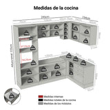 Cocina Integral Vik Marrón y Gris 399x225cm sin Mesón para Pozuelo Izquierda con Puertas de Vidrio Amarillo y sin Estufa