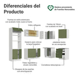 Cocina Integral Vik Blanco y Verde 399x225cm sin Mesón para Pozuelo Izquierda y sin Estufa