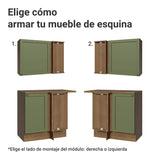 Cocina Integral Vik Marrón y Verde 399x225cm sin Mesón para Pozuelo Izquierda y sin Estufa