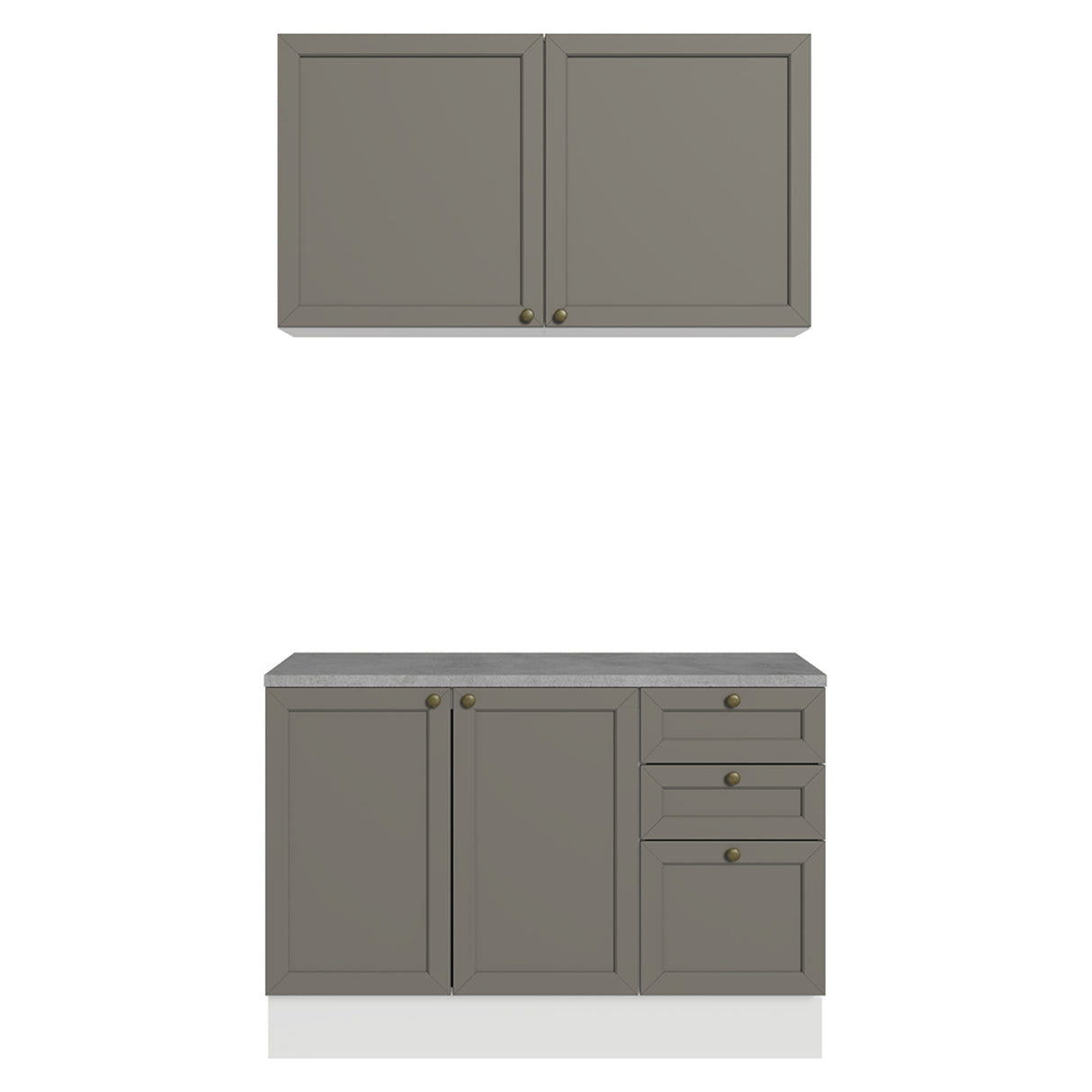 Cocina Integral Vik Blanco y Gris 120x225cm con Mesón de Madera Aglomerada Mdp y sin Estufa