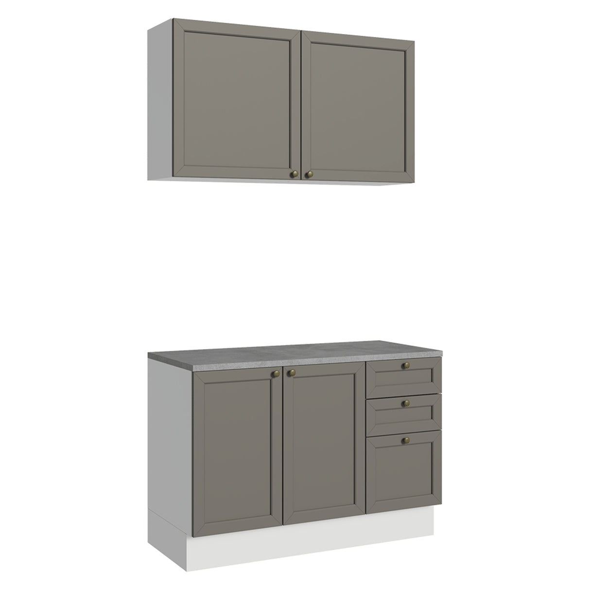 Cocina Integral Vik Blanco y Gris 120x225cm con Mesón de Madera Aglomerada Mdp y sin Estufa