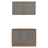 Cocina Integral Vik Marrón y Gris 120x225cm con Mesón de Madera Aglomerada Mdp y sin Estufa