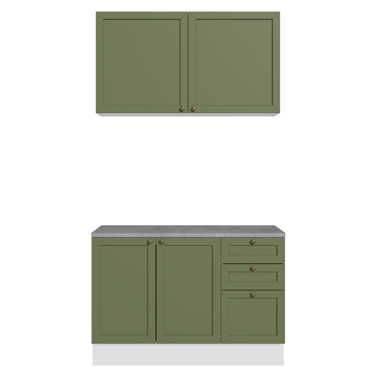 Cocina Integral Vik Blanco y Verde 120x225cm con Mesón de Madera Aglomerada Mdp y sin Estufa