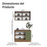Cocina Integral Vik Marrón y Verde 120x225cm con Mesón de Madera Aglomerada Mdp y sin Estufa