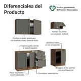 Cocina Integral Vik Marrón y Gris 180x225cm sin Mesón para Pozuelo Izquierda con Tres Puertas Inferiores y sin Estufa