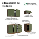 Cocina Integral Vik Marrón y Verde 180x225cm sin Mesón para Pozuelo Izquierda con Tres Puertas Inferiores y sin Estufa