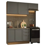 Cocina Integral Vik Marrón y Gris 180x225cm sin Mesón para Pozuelo Izquierda con Dos Puertas Inferiores y sin Estufa