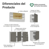 Cocina Integral Vik Blanco y Gris 180x225cm sin Mesón para Pozuelo Izquierda don Puertas de Vidrio Amarilloy sin Estufa