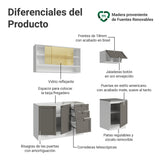 Cocina Integral Vik Blanco y Gris 180x225cm sin Mesón para Pozuelo Izquierda con Espacio para Campana y sin Estufa
