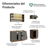 Cocina Integral Vik Marrón y Gris 180x225cm sin Mesón para Pozuelo Izquierda con Espacio para Campana y sin Estufa