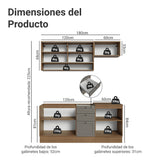Cocina Integral Vik Marrón y Gris 180x225cm sin Mesón para Pozuelo Izquierda con Espacio para Campana y sin Estufa