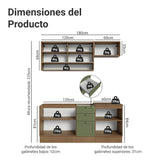 Cocina Integral Vik Marrón y Verde 180x225cm sin Mesón para Pozuelo Izquierda con Espacio para Campana y sin Estufa