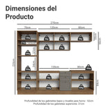 Cocina Integral Vik Marrón y Gris 270x225cm sin Mesón para Pozuelo Izquierda con Seis Puertas Inferiores y sin Estufa