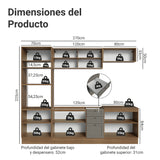 Cocina Integral Vik Marrón y Gris 270x225cm sin Mesón para Pozuelo Izquierda con Puertas De Vidrio Amarillo y sin Estufa