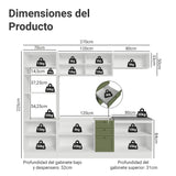 Cocina Integral Vik Blanco y Verde 270x225cm sin Mesón para Pozuelo Izquierda con Puertas de Vidrio Amarillo y sin Estufa