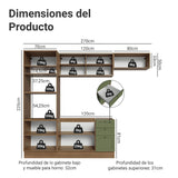 Cocina Integral Vik Marrón y Verde 270x225cm sin Mesón para Pozuelo Izquierda con Puertas de Vidrio y sin Estufa