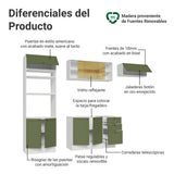 Cocina Integral Vik Blanco y Verde 270x225cm sin Mesón para Pozuelo Izquierda con Cuatro Puertas Inferiores y sin Estufa