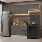 Cocina Integral Vik Blanco y Gris 280x225cm con Mesón de Madera Aglomerada Mdp y sin Estufa