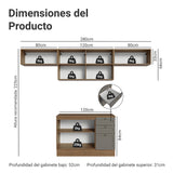 Cocina Integral Vik Marrón y Gris 280x225cm con Mesón de Madera Aglomerada Mdp y sin Estufa