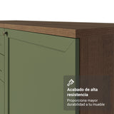 Cocina Integral Vik Marrón y Verde 280x225cm con Mesón de Madera Aglomerada Mdp y sin Estufa
