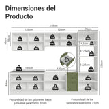 Cocina Integral Vik Blanco y Verde 310x225cm sin Mesón para Pozuelo Izquierda y sin Estufa