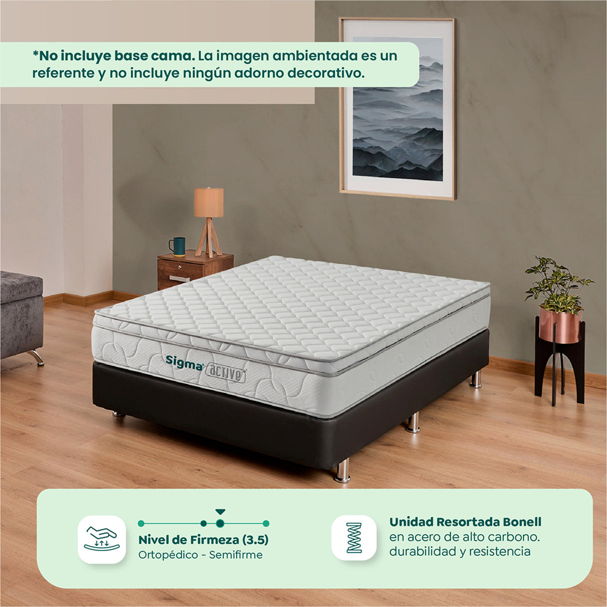 Colchón Medio Firme Sigma Blanco Sencillo 100 X 190 Cm Ortopedico de Resortes con Pillow Sencillo
