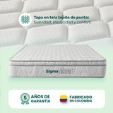Colchón Medio Firme Sigma Blanco Sencillo 100 X 190 Cm Ortopedico de Resortes con Pillow Sencillo