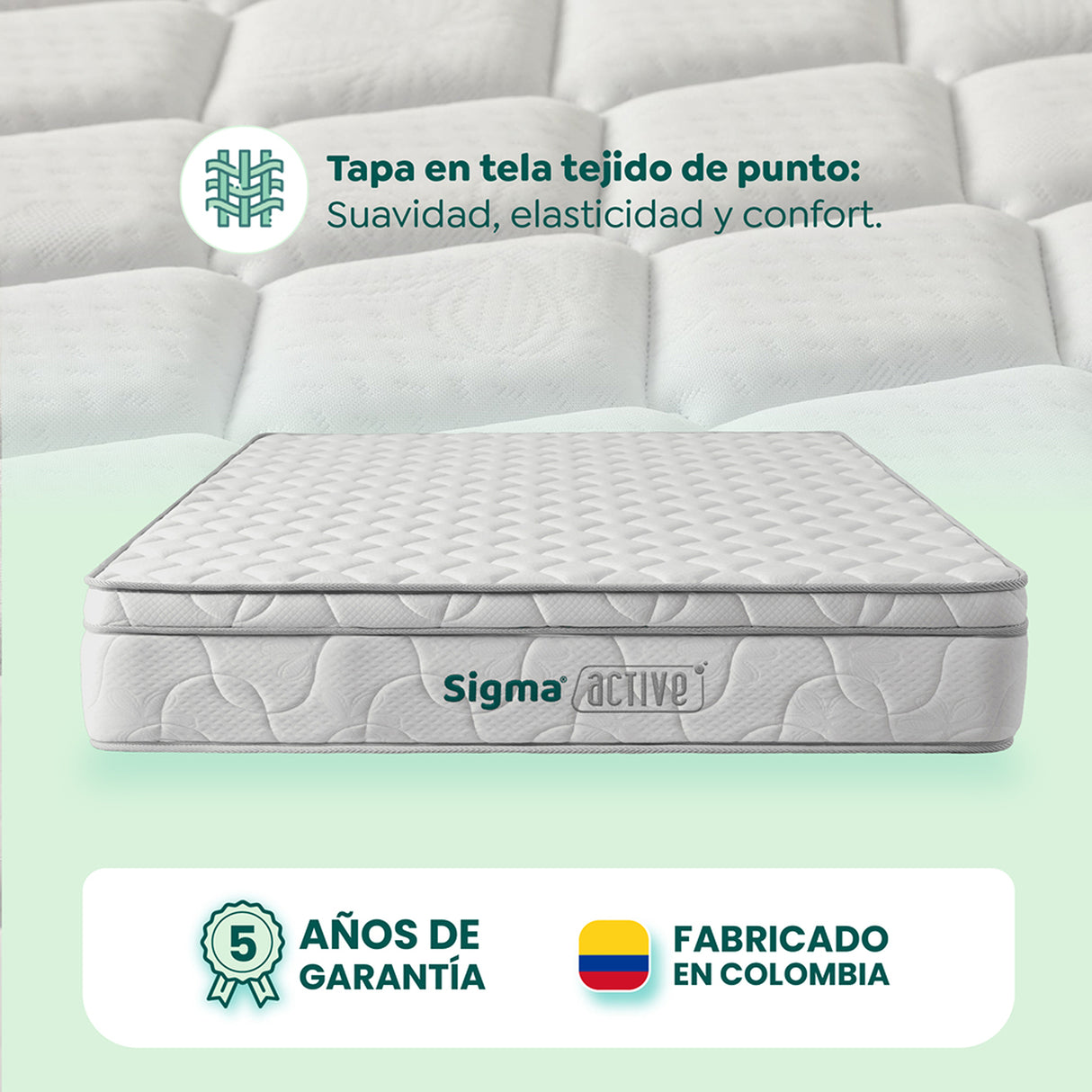 Colchón Medio Firme Sigma Blanco Semidoble 120 X 190 Cm Ortopedico de Resortes con Pillow Sencillo