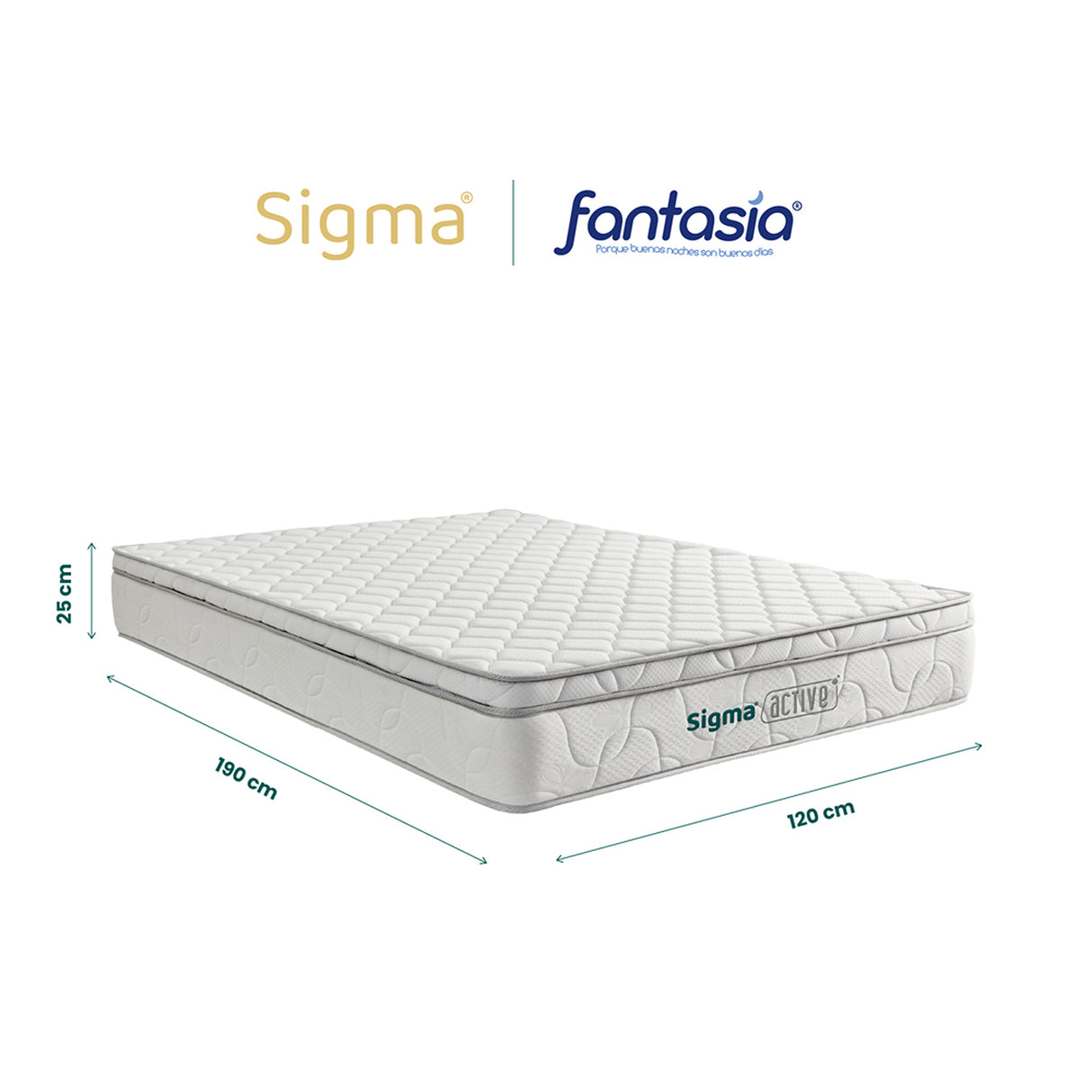 Colchón Medio Firme Sigma Blanco Semidoble 120 X 190 Cm Ortopedico de Resortes con Pillow Sencillo