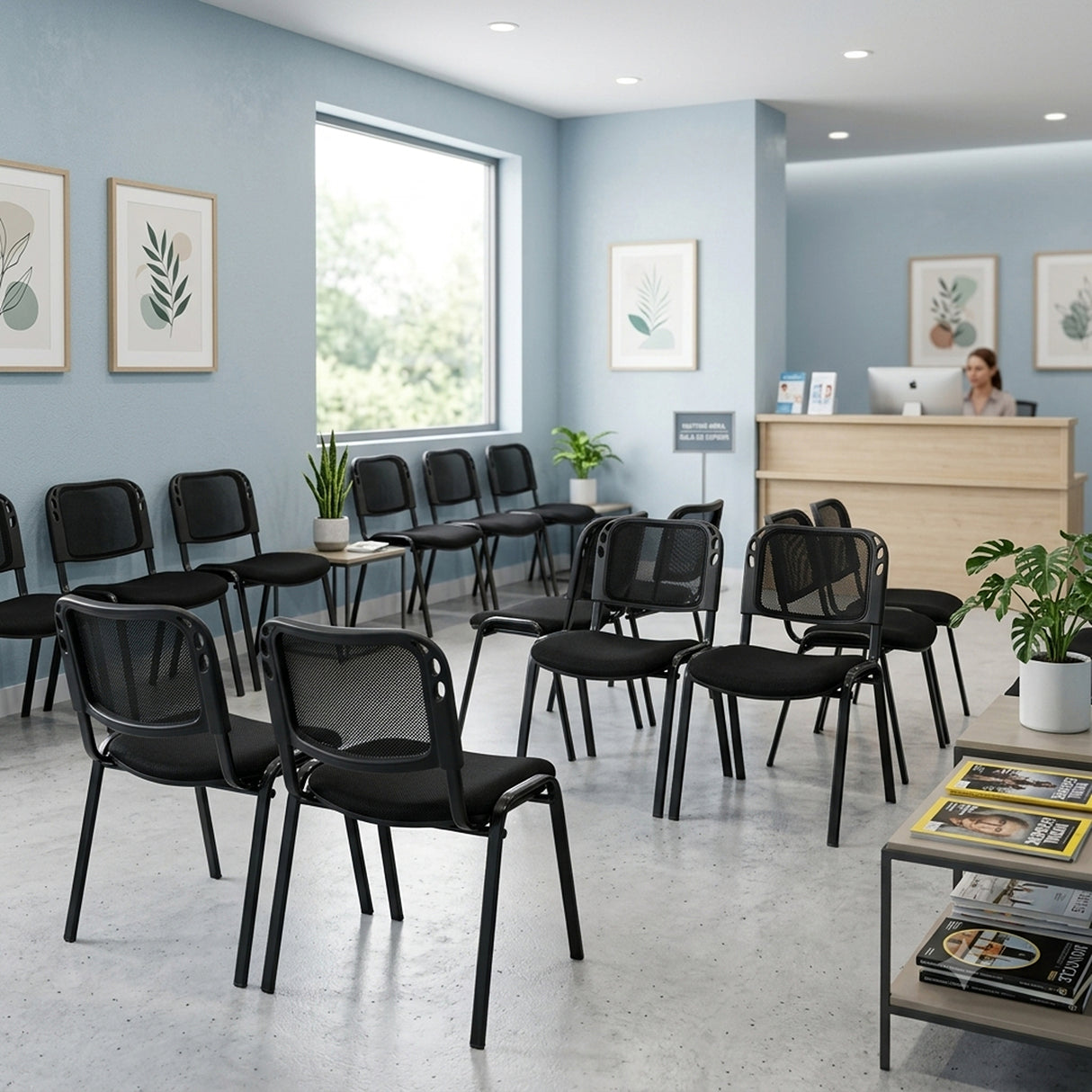 Silla Interlocutora Negro 48x78cm sin Apoya Brazos