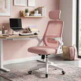 Silla Gerencial Rosa 72x119cm con Apoya Brazos con Soporte Lumbar y con Apoya Cabezas