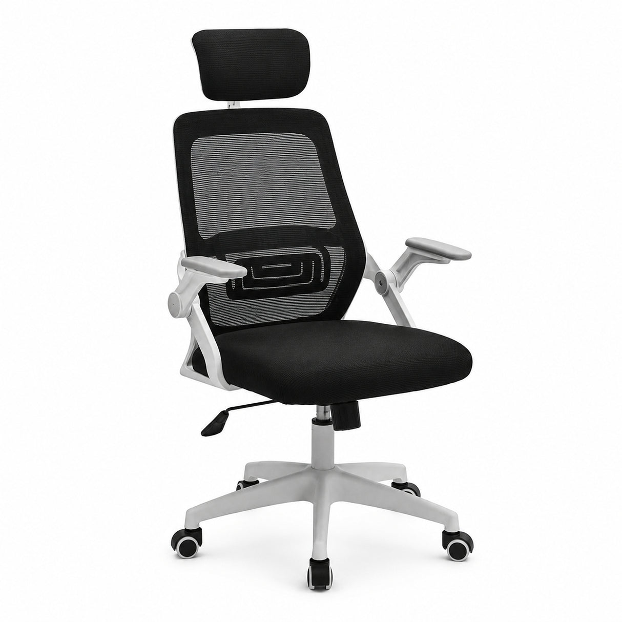 Silla Gerencial Negro y Blanco 52x105cm con Apoya Brazos con Soporte Lumbar y con Apoya Cabezas