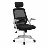 Silla Gerencial Negro y Blanco 52x105cm con Apoya Brazos con Soporte Lumbar y con Apoya Cabezas