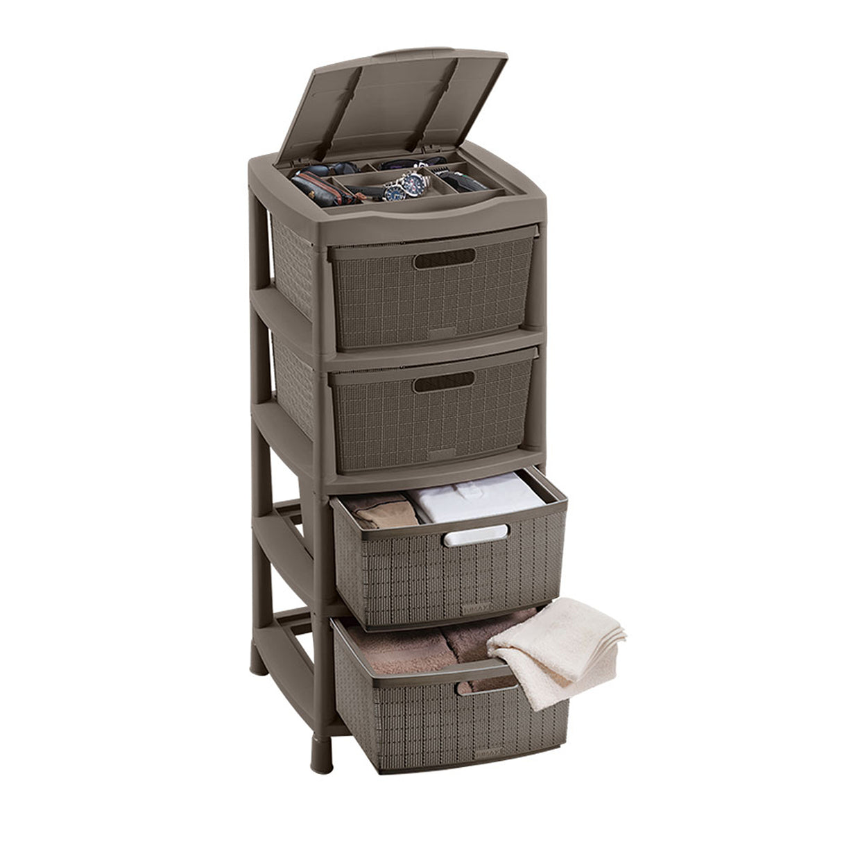 Gavetero Rimax Fique Moca 48x96cm de Cuatro Hileras con Cuatro Cajones y Tapa Organizadora