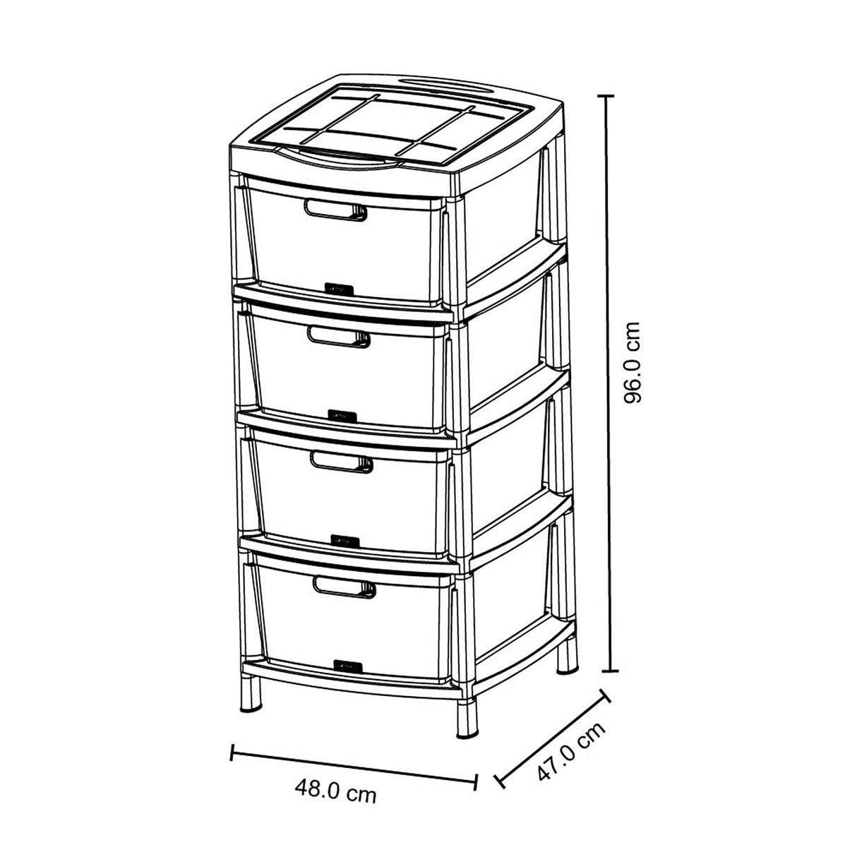 Gavetero Rimax Fique Moca 48x96cm de Cuatro Hileras con Cuatro Cajones y Tapa Organizadora
