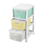 Cajonero Rimax Fique Blanco y Verde Claro 39.4x66.7cm de Tres Hileras con Tres Cajones