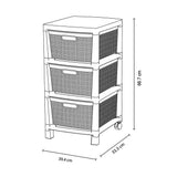 Cajonero Rimax Fique Blanco y Verde Claro 39.4x66.7cm de Tres Hileras con Tres Cajones