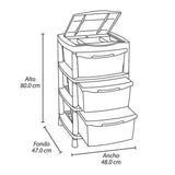 Gavetero Rimax Fique Blanco 48x80cm de Tres Hileras con Tres Cajones y Tapa Organizadora