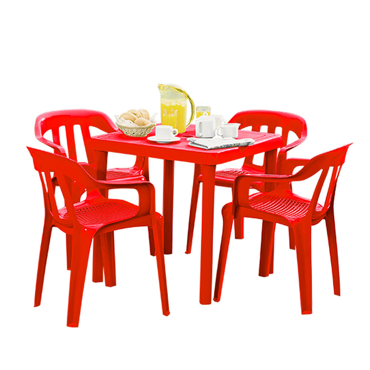 Mesa Auxiliar Rimax Caribe Rojo 72x72cm Cuadrada con Patas