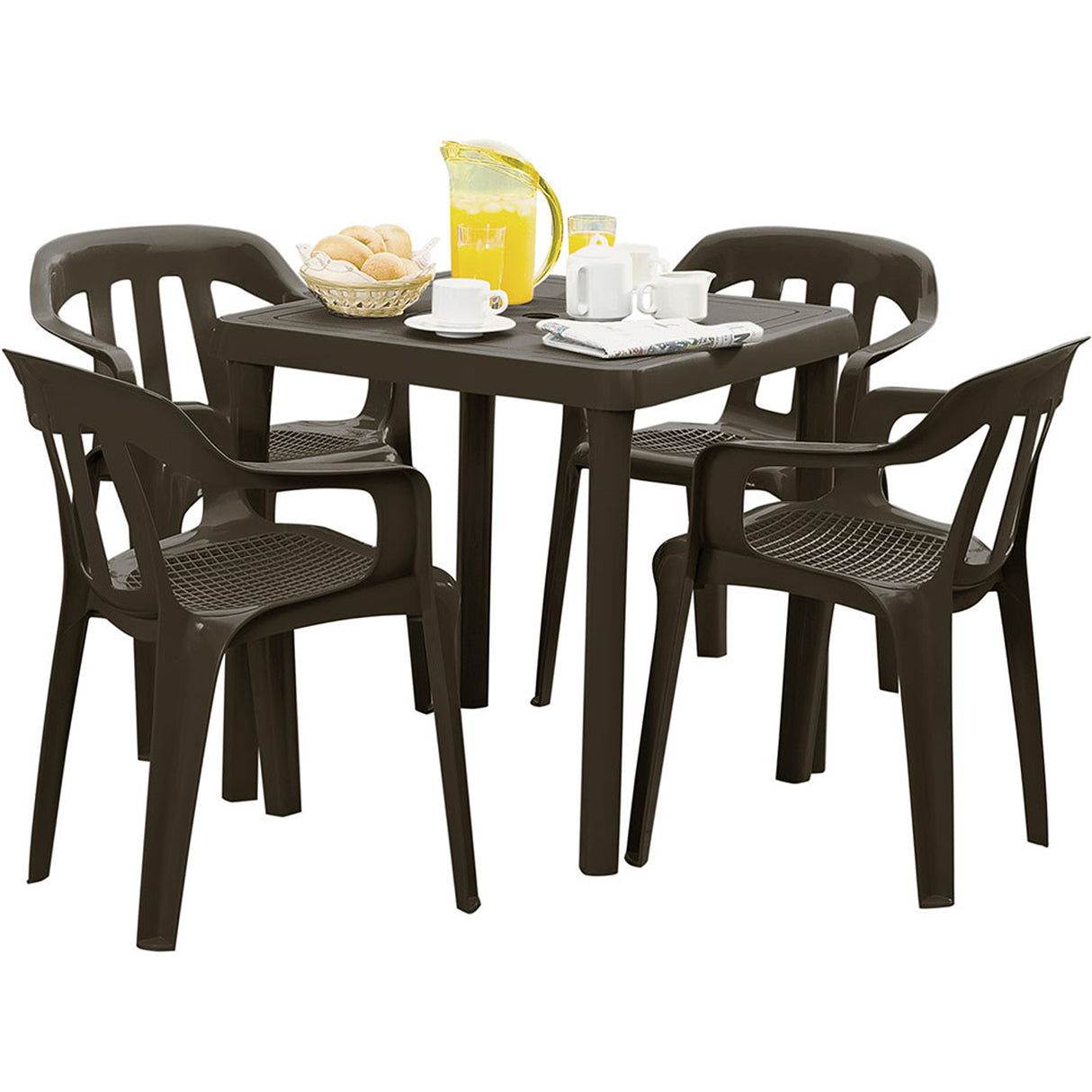Mesa Auxiliar Rimax Caribe Wengue 73x73cm Cuadrada con Patas