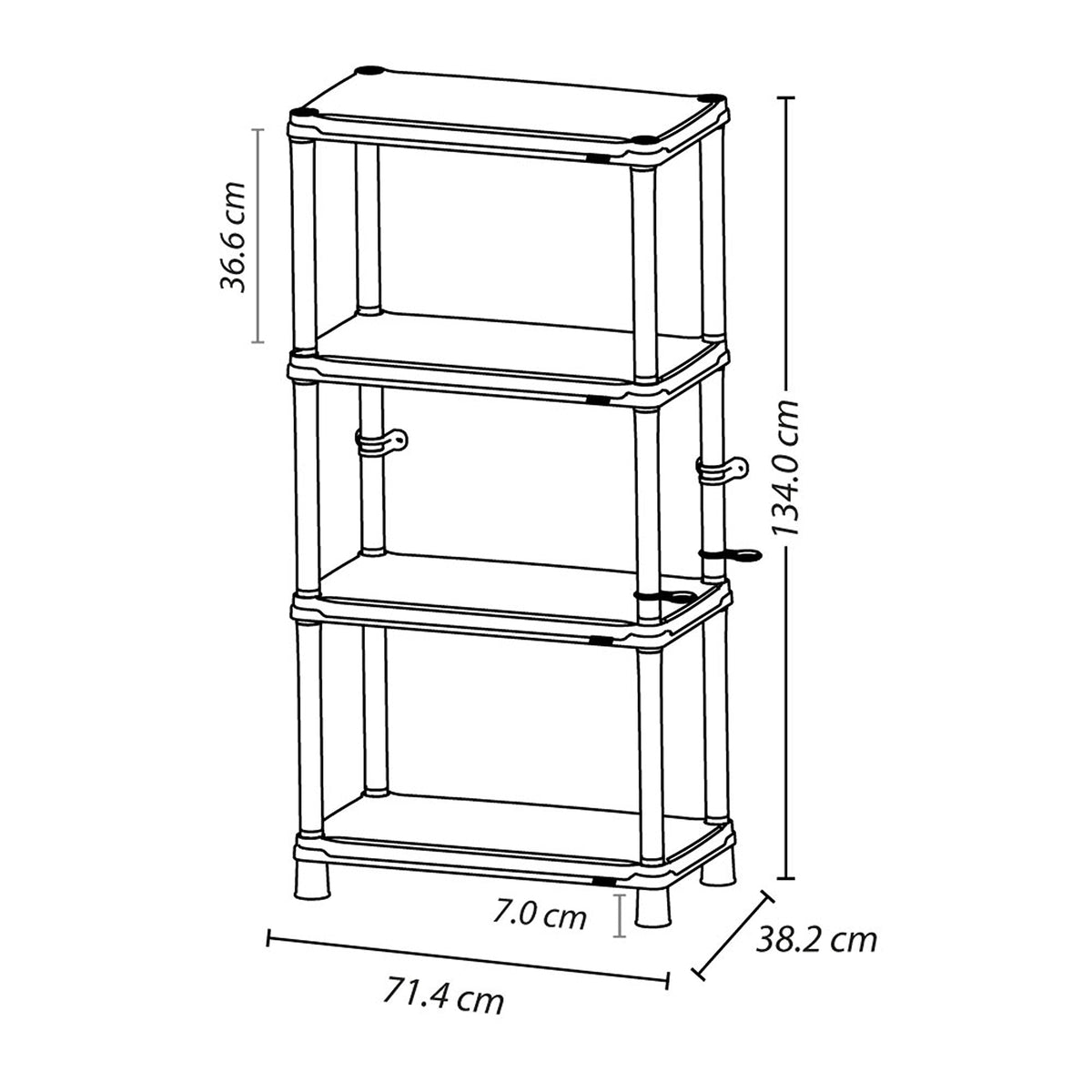 Estante Rimax Solido Negro 71.4x134cm de Cuatro Niveles