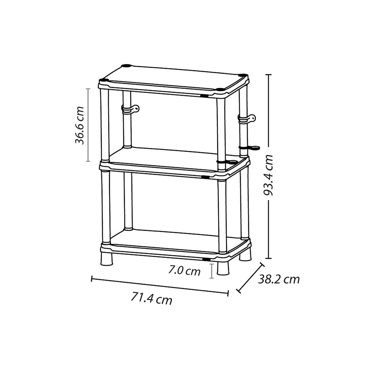 Estante Rimax Solido Negro 71.4x93.4cm de Tres Niveles