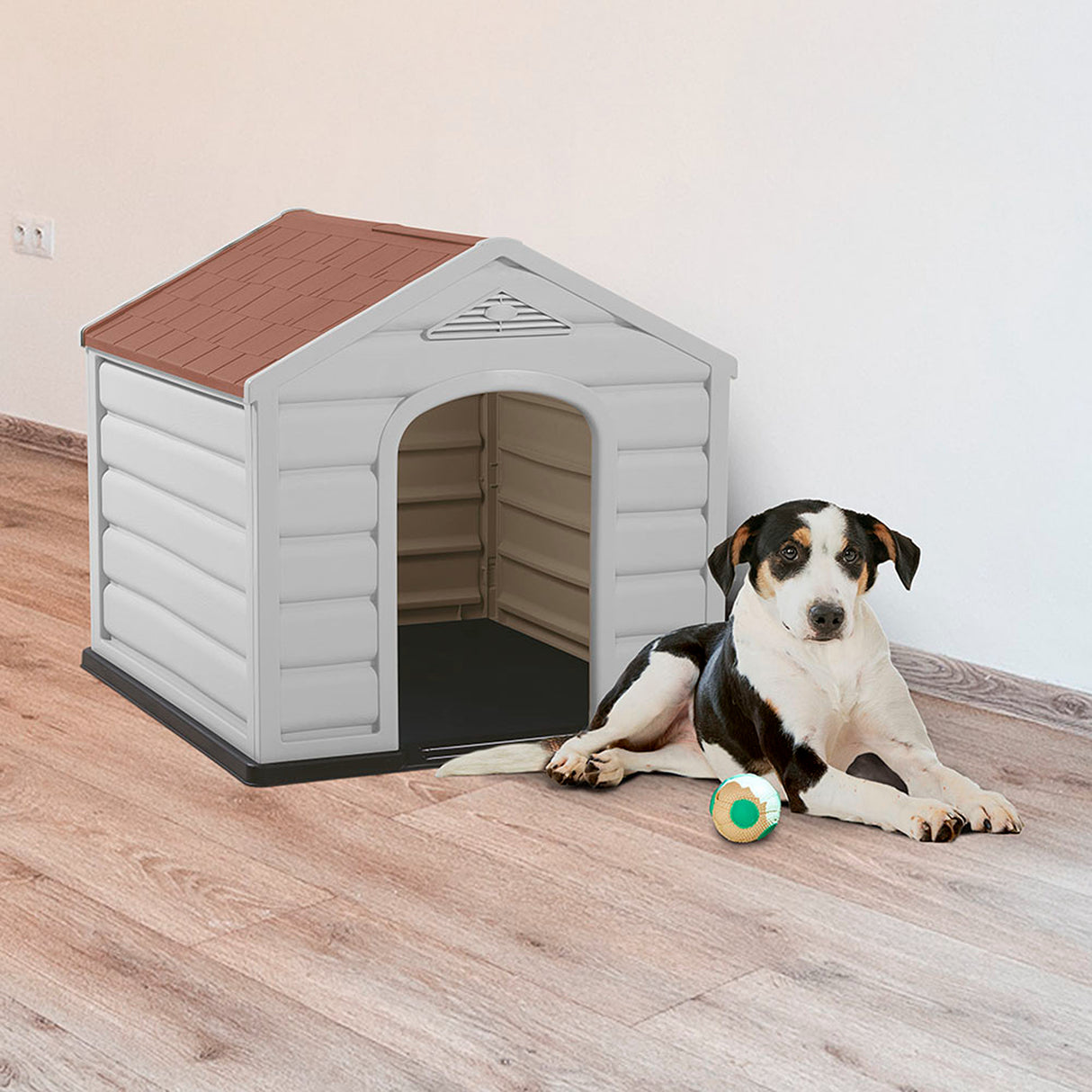 Casa para Perro Rimax Gris y Terracota 61x58.5cm para Perros Pequeños