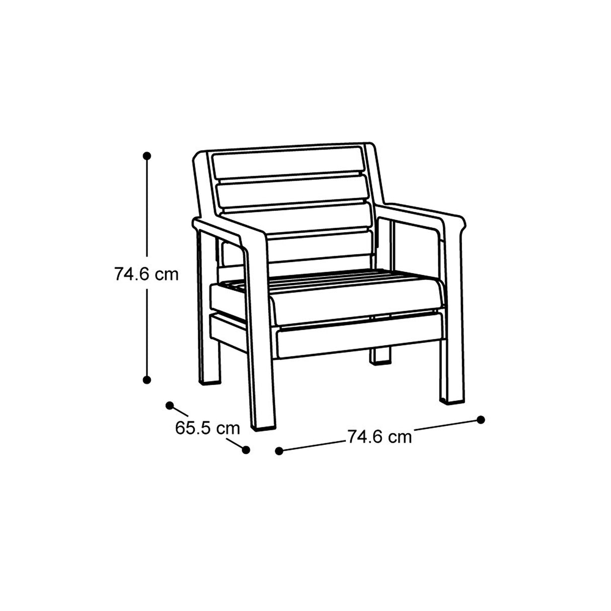 Sillón Rimax Barú Wengue 74.6x74.6cm de Asiento Rectangular con Espaldar y Apoya Brazos