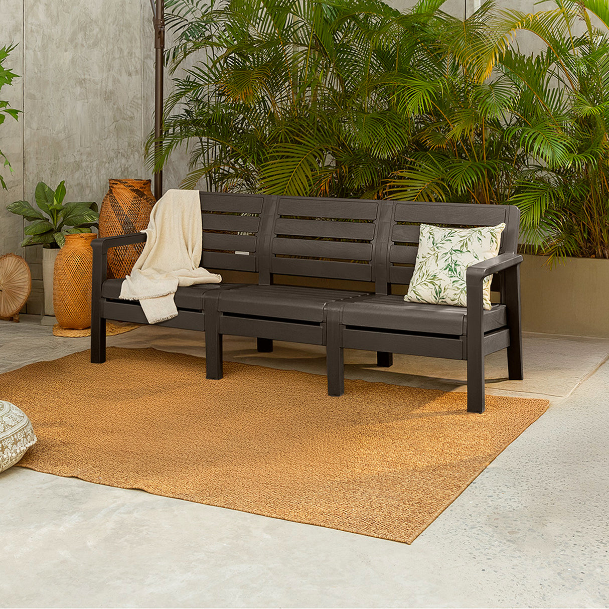 Sofá Rimax Barú Wengue 192.4x74.6cm de Tres Puestos con Apoya Brazos