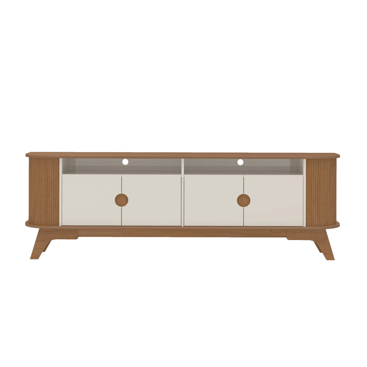 Rack de TV Vivaldi Beige Neutral y Café Claro 200x65.5cm para TV Hasta 75" Pulgadas y con Ranura para Cables